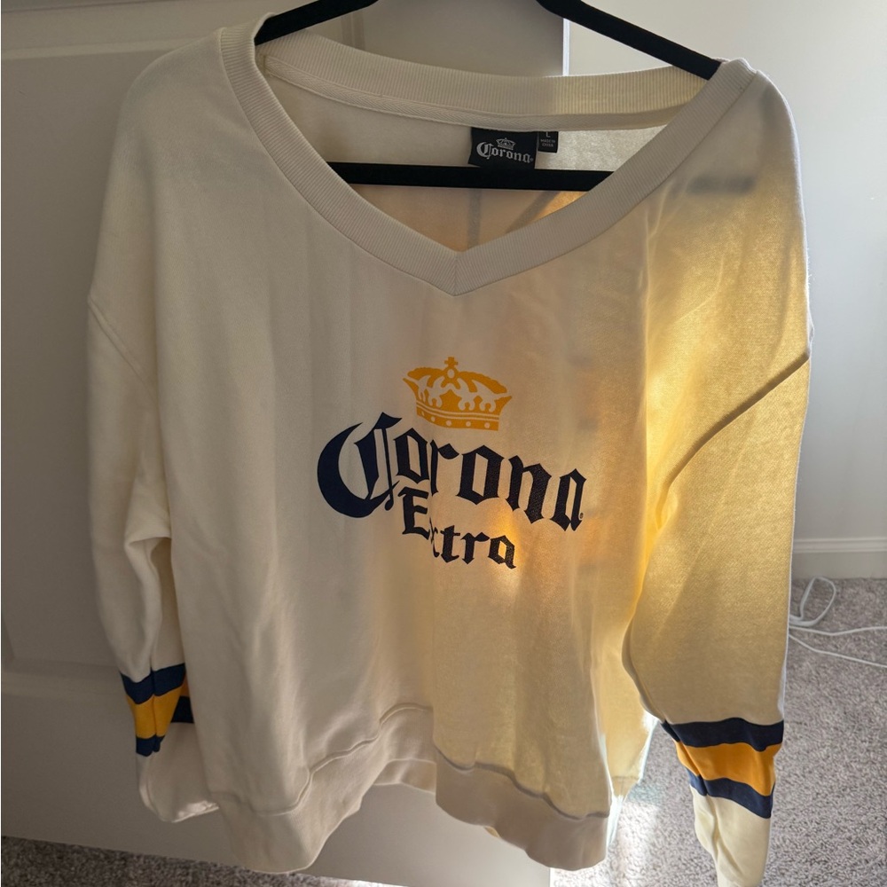 Corona Extra Cream and Blue Pullover never worn